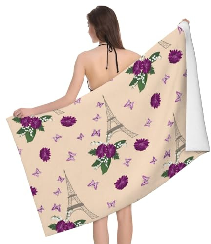 Novastar Toalla de playa de secado rápido, toallas de microfibra de la Torre Eiffel para el cuerpo, toallas de baño suaves para baño, toallas de playa personalizadas a prueba de arena, toallas de