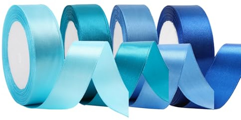Bliceon 90m Blau Satinband, 25mm Geschenkband Breit, Schleifenband zum Verpacken, Dekoband Party Stoffband zum Geschenkverpackung, Bastelarbeiten, Geburtstag Blumen und Hochzeitsdekoration