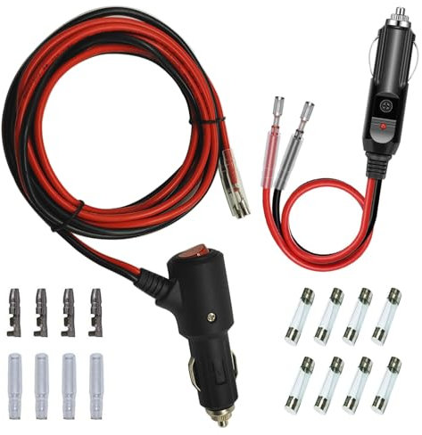 GTIWUNG 1 Pezzo Spinotto Presa Accendisigari Auto con interruttore 210CM 16AWG +1 Pezzo 12V Auto Accendisigari Cavo, Maschio Presa Accendisigari Adattatore 15CM 16AWG per Auto,SUVs