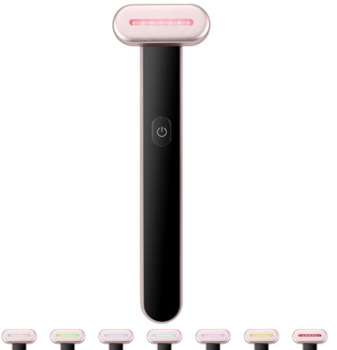 VEVOR Bacchetta Portatile per Terapia a Luce Rossa a LED a 7 Colori con Terapia del Calore, Massaggio con Vibrazione Microcorrente per Viso, Collo, Dispositivo per Terapia a Luce Rossa per il Viso