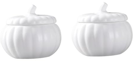 COLLBATH 2 Pz Coppa Zuppa Di Zucca Zuccheriera Contenitore Per La Pasta Contenitore Per Alimenti Piatto Di Caramelle Autunnali Ciotola Per Antipasti Ciotole Stufato Coperchi Ceramica Bianca