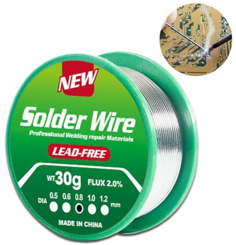 Stagno per Saldare Elettronica, Filo a Saldare Senza Piombo, Filo di Saldatura a Nucleo di Colofonia, Solder Wire con Flussante, Sn99.3/Cu0.7, 30g/0,8mm per Saldatura Elettrica Riparazione