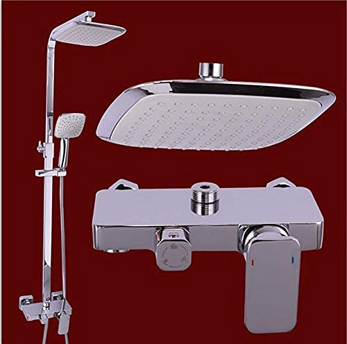 Ensemble mitigeur de douche moderne en placage blanc avec robinets en cuivre de 20,3 cm, montage mural, pommeau de douche carré avec jet cascade et poignée facile à installer