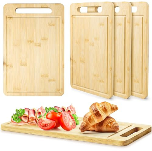 5 Pcs Bamboo Chopping Boards Bulk 30 x 20 x 1.2 cm Wood Cutting Board for Kitchen Blank Wooden Serving Board for Pizza, Bread, Charcuterie, Fruit, Vegetables