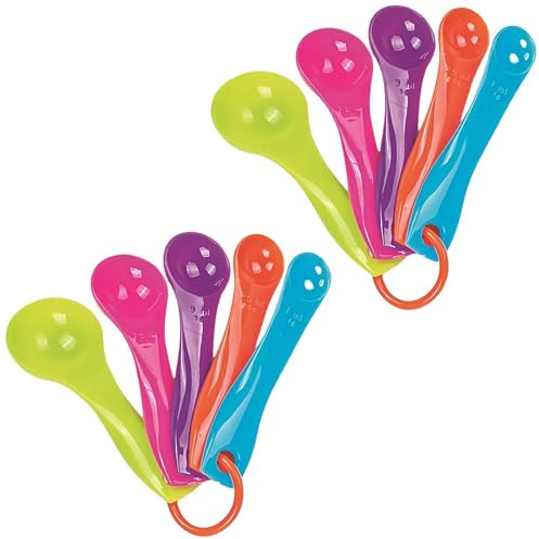 Juego de 10 cucharas medidoras, cucharas dosificadoras fáciles y rápidas de usar, cucharas medidoras de gramos adecuadas para cocinar, hornear y medir (color amarillo, rojo rosado, color morado