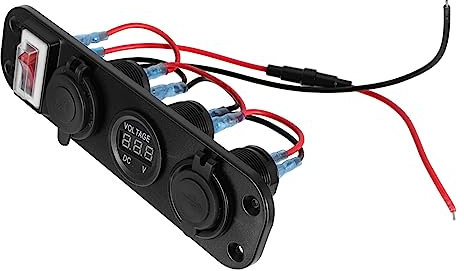 Alipis Caricatore USB Doppia Presa per Auto con Pannello Digitale Voltmetro Presa Accendisigari per Veicoli e Barche