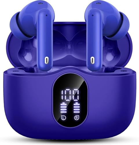 Btootos Auriculares Inalámbricos, Bluetooth 5.4 con HD Micrófono HiFi Estéreo Pantalla LED, Reducción de Ruido, 14.2 mm Controlador dinámico, IP7 Impermeable 40H Cascos Inalambricos