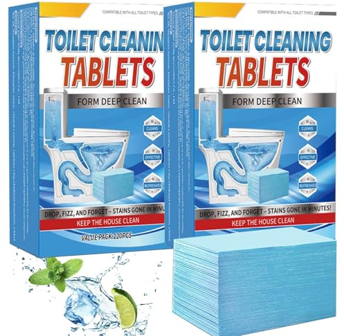 2PC Wc Reiniger Tabs, Wc Reiniger, Reiniger Toilettenreiniger Urinsteinentferner Extra Stark, Spülkasten Reiniger, Putzmittel, Umweltfreundlich mit Aktivsauerstoff, Zitronenduft