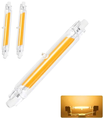 Ampoule R7S LED 118mm Dimmable,LED COB Ampoules Blanc Chaud 3000K,2000LM Pas de Scintillement,118mm 20W Ampoule Équivalent Ampoule Halogène J118 100W,Éclairage à Faisceau 360 °,AC 220-240V,Lot de 2