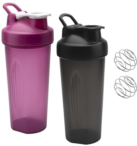 2 pezzi shaker proteici da 600 ml con palla, indicatore ML, a prova di perdite, shaker proteico, palestra, fitness, shaker per proteine e shake