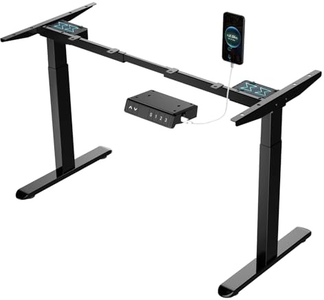 AIMEZO Height Adjustable Standing Desk Frame Dual Motor, 2 Stage Electric Stand up Desk with Memory Buttons Anti-Collision Protection, Black Frame Only