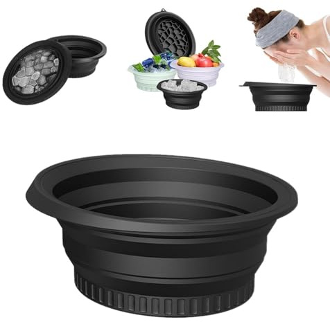 hankousi Bandeja plegable para hacer hielo, lavabo portátil de silicona para terapia facial, cuidado de la piel, uso al aire libre y viajes, diseño compacto y plegable para adultos
