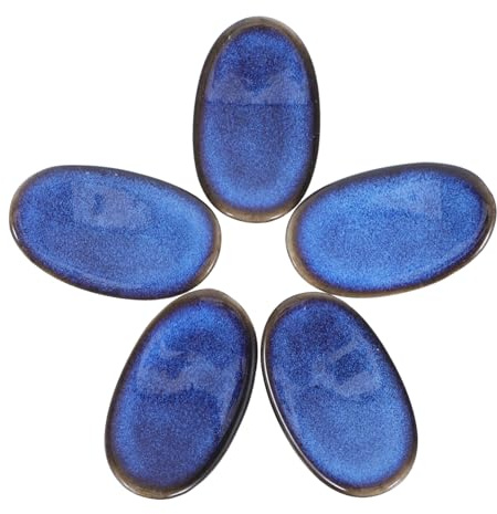 ULTECHNOVO 5 Piezas Soportes de Cerámica para Palillos y Cubiertos Diseño Vintage con Esmalte Azul Yuanbao Porta Cucharas y Tenedores para Mesa de Comedor Hogar y Hotel