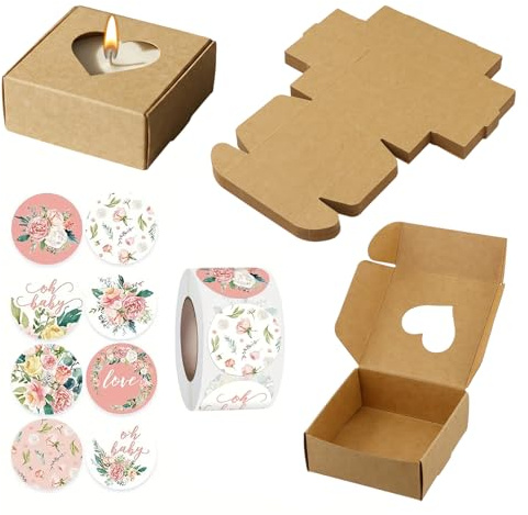 30 Stücke Kraftpapierboxen mit Herzfenster, Kleine Schachteln für Schmuck Verpackung, Seife, Geschenkverpackungen, Mini Geschenkbox aus Pappschachtel, 7.1x7.2x3.1cm