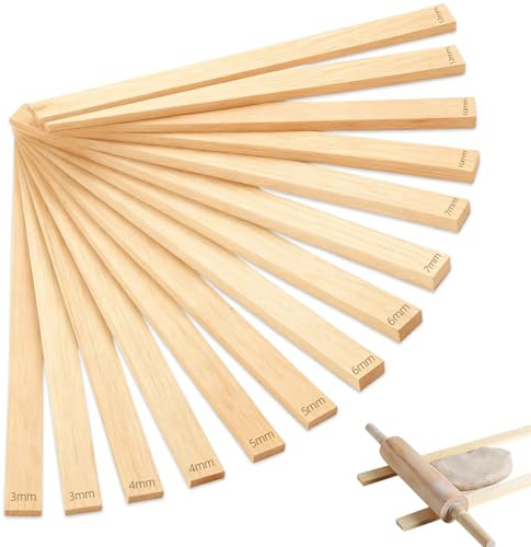 14 Stück Töpferwerkzeug, Töpferzubehör Teigstäbe Ton Töpfer Werkzeug Rolling Pin Guides Nudelholz-Führungsstäbe Ausrollhölzer für Töpferei Polymer Clay Dicke (7 Größe)