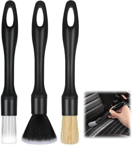 Car Interior Detailing Cleaning Brushes Kit, Dust Sweeping Brush with Ultra-Soft Bristles, Remove Dust Prevent Scratches Tool for Interior/Exterior Automotive Trim Dashboard Wheel Rim Engine, 3 Pcs
