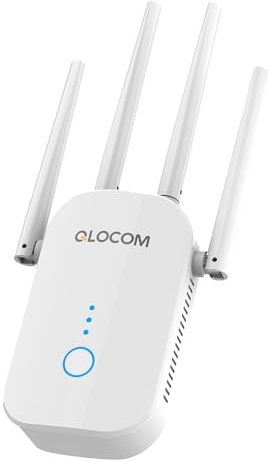QLOCOM 2026 Nouveau Répéteur WiFi Puissant 1200Mbps, Amplificateur WiFi Puissant sans Fil Double Bande 5GHz & 2.4GHz WiFi Booster avec WPS, Compatible avec Toutes Les Box Internet
