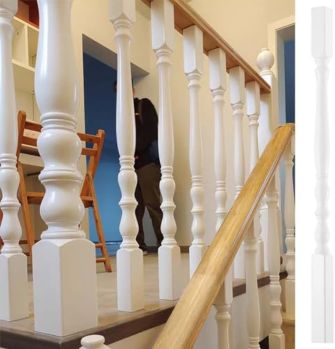 Balustres d'escalier en Bois Blanc pour rénovation d'escalier, Ensemble de poteaux de Balustrade Modernes de 95 cm de Haut, balustres carrés intérieurs (Taille : 1 Paquet)