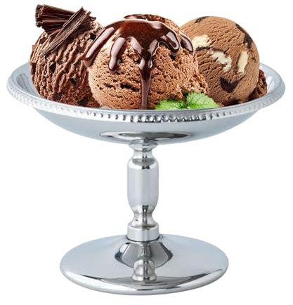 Genérico Tazas de postre con base de acero inoxidable - Cuencos exquisitos para decoración de mesa de 4,06 pulgadas | Envase de de yogur para pudín, fruta, refrigerios y barra de