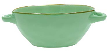 Rose & Tulipes - Bol à soupe avec poignées vertes d'eau, lot de 4 pièces - Décoration maison, cuisine - Ligne Concert de couleurs - Bols de cuisine - Stoneware - 600 CC