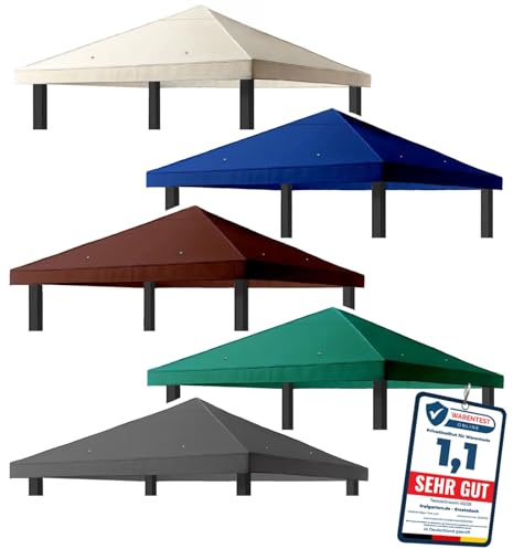 freigarten.de Ersatzdach für Pavillon 3x3 Meter Wasserdicht Material: Panama PCV Soft 370g/m² extra stark Modell 2 (Anthrazit + Fenster)