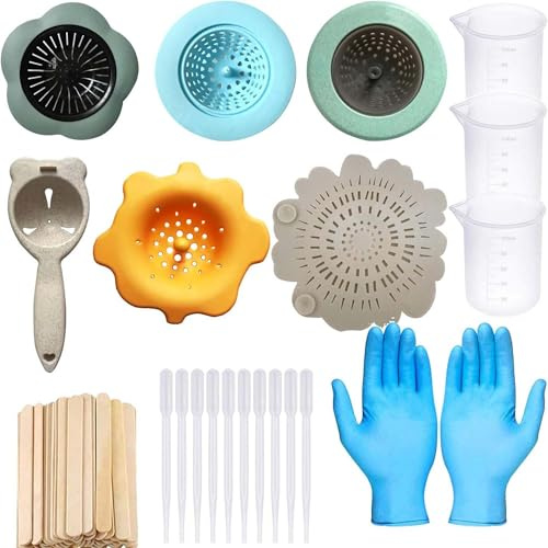 Allazone 30 Stück Acryl Ausgießsieb Acryl Gießen Sie Siebe, 6 Stück Ausgießsieb Flow Painting Tools Kits für DIY Farbe