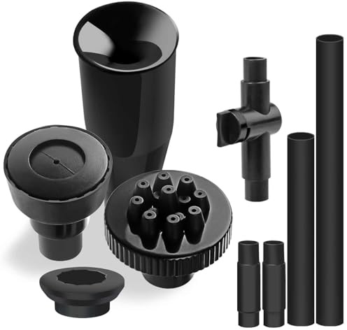 Plastic Fountain Nozzle 1/2, Fountain Head for Garden, Ponds, Tabletop Fish Ponds, Use for Indoor and Outdoor, 9 Components and 5 Different Shapes for Easy Installation, Pool Aerator Nozzle