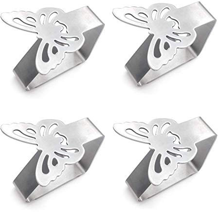 Molinter Tischtuchklammern Tischdeckenklammer Tischdeckenhalter Edelstahl Tischabdeckungsklemmen Tischdecke Clips Halter Klammer für Restaurant Partys Picknicks Buffets 4 Stück/Set (Schmetterling)