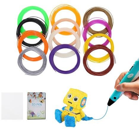 3D Pen Filament Set LIHUACHEN PLA Filament Refill (27 Colors, 10 feet for Each Color, 270 feet in Total) Including: PLA 27 Color 1.75mm, 3D Modeling Tool,Fingers Protection, and Drawing Template, etc