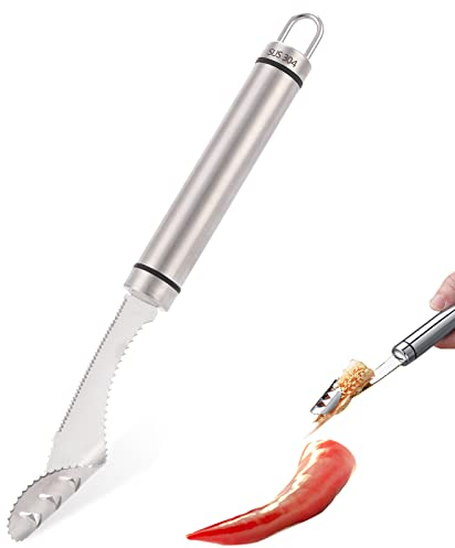 Vide-Courgettes, couteau vide courgette, vides-poivrons en acier inoxydable, Vides-pomme en Acier Inoxydable Videss-poivre avec Bord Dentelé pour Chilli, Jalapenos, Piments, Poivrons