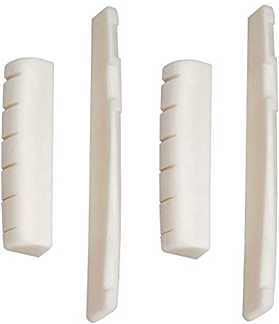 4 x Steg-Sattelmutter für Akustikgitarre, Ersatzteil, Knochenbrücke, Weiß | Akustische Gitarre Knochen Nut Gitarre Brücke Sattel für Saiten Akustikgitarre und Folk