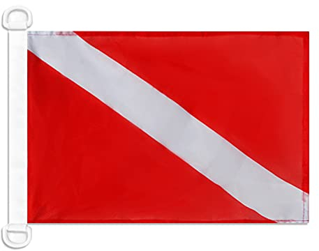 AZ FLAG - Drapeau Pavillon de plongée sous-marine - 45x30 cm - Pavillon Nautique Pavillon Rouge Spécial Bateau Et Extérieur En Maille Bloquée Avec Anneaux Plastiques Intégrés - 30g