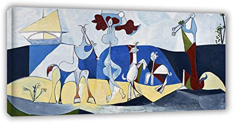JZSDGB Picasso Bilder auf Leinwand-Abstrakt Berühmte Leinwand Wandkunst Gemälde Reproduktionen Picasso Poster und Drucke-Picasso kunstdruck-Lebensfreude 50x100cm(20x39in) Gerahmt