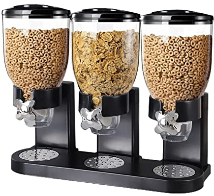 Dispensador de cereales Dispensador de cereales triple Dispensador de dulces de encimera Dispensador de arroz triple Dispensador de alimentos triple hermético Avena Granos de café Nueces, para despe