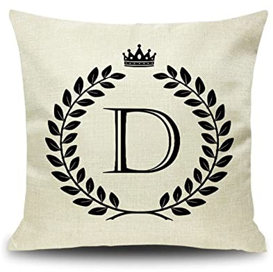 1 Housse Protection Oreiller 40x40cm Noir Beige, Housse d Oreiller Lin Couronne de Rameau d'Olivier D pour Taies d'oreiller de Canapé Salon