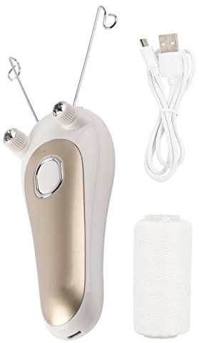 Trådning Av Hårborttagning Epilator, Elektrisk Fysisk Trådning Ansiktskropp Hårborttagning Epilator för Kvinnor, USB Hårborttagningsmaskin med 1 Rulle Bomullstråd för Borttagning (Guld)
