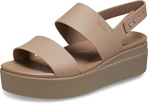 Crocs Women's Brooklyn Low Wedges, Platform Sandals, Latte/Mushroom, 9 Women
