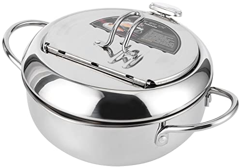 Mini Olla para Freír de Acero Inoxidable de Estilo Japonés con Termómetro, Cocina de Inducción Compatible con Freidora Pequeña (tamaño pequeño 20cm)
