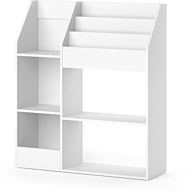 Vicco Bibliothèque Enfant Luigi, Blanc, 100.4x114.2cm | sans boîtes pliantes, combinable pour le rangement des jouets et des livres