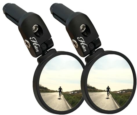 Hafny Bar End Bike Mirror, Stainless Steel Lens, Safe Rearview Mirror (Black 62 Diameter * 2PCS)