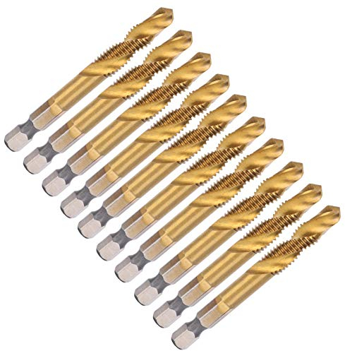 10 Stück M8 HSS Bohrer- und Gewindebohrer-Bits aus Schnellarbeitsstahl (titanbeschichtet), Bohrerlänge 6,8 Mm, Gewindebohrer-Werkzeuge mit Sechskantschaft