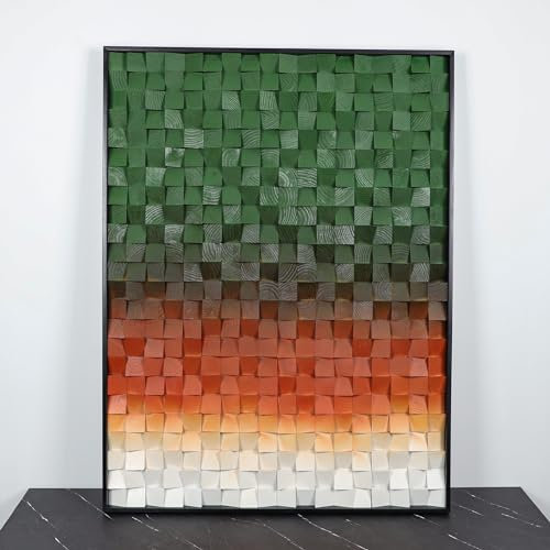 Miscasa Wood art wall decor for modern rustic home decor, large wall art for acoustic diffuse, acoustic diffuser wood, panel wall acoustic sound art（Green Ombre