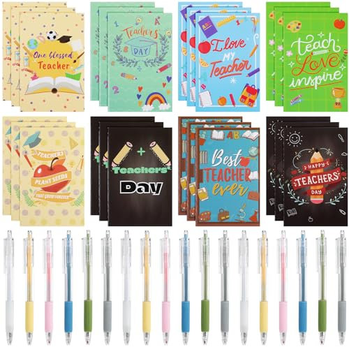 ReliThick 48 Stück Lehrer-Wertschätzungsgeschenk mit Stiften und Bändern, Mini-Tagebuch, Notizbuch, inspirierendes Dankeschön-Geschenk für Lehrer, Klassenzimmer, Schule