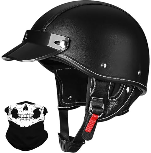 Motorradhelm Retro Halbhelm Vintage JetHelm Halbschalenhelm mit ECE Deutsche Motorradhelm Scooter-Helm für Frauen, Moped Cruiser Chopper