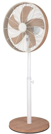 AKUNADECOR Ventilador De Pie Alcañiz Blanco/haya 50w 5aspas Oscilante Y Rotatorio