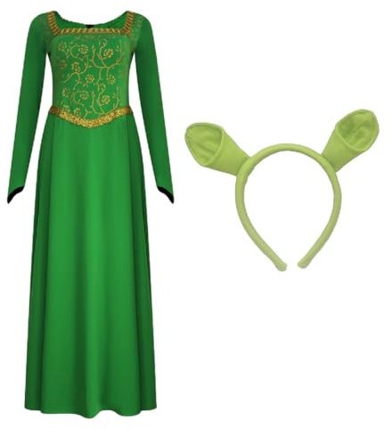AYYOHON Fiona - Costume princesse Fiona pour femme - Robe à manches longues avec bandeau - Pour Halloween, cosplay, fête - Taille 3XL