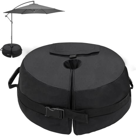 PATIO PLUS Base per ombrellone da giardino con pesi fino a 55 kg, resistente 900D, sacchi di sabbia per ombrellone da giardino a sbalzo o asta con grande apertura, resistente all'usura, la sabbia non