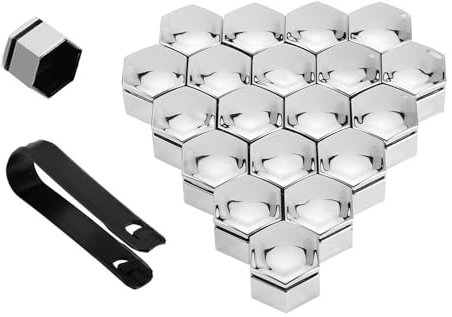 20 Stück Auto-Radmutterkappen, verschleißfest, Auto-Nabenschraubenabdeckung, hohe Fixierung, spezieller Stecknuss-Schutz, 17 mm (Farbe: 22 mm, Silber)