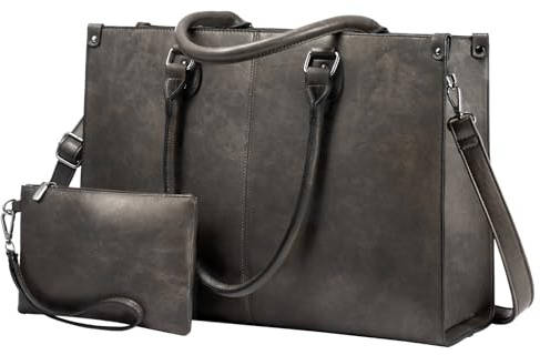 LOVEVOOK Laptoptasche Damen Handtasche Große 15.6 Zoll PU Leder Shopper Tasche Woman Shoulder Crossbody Tote Bag Arbeitstasche Aktentasche Umhängetasche für Business Lehrertasche Büro Schule, Braun