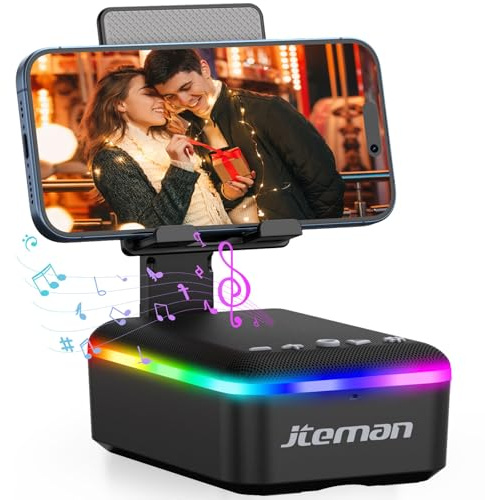 JTEMAN Cadeaux pour Homme et Femme, Support de téléphone Portable avec Haut-Parleur Bluetooth sans Fil et lumière d'ambiance LED, Gadgets de Cuisine Cool Tech réglables, idée Cadeau d'anniversaire